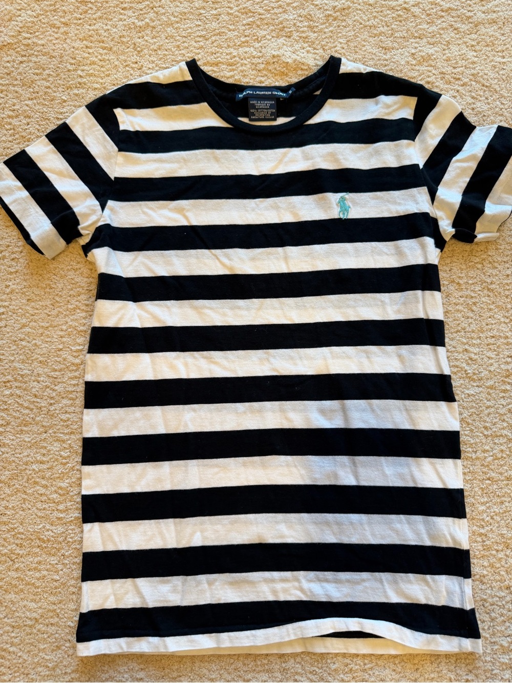Polo by Ralph Lauren Black and White Striped Short Sleeve Tee